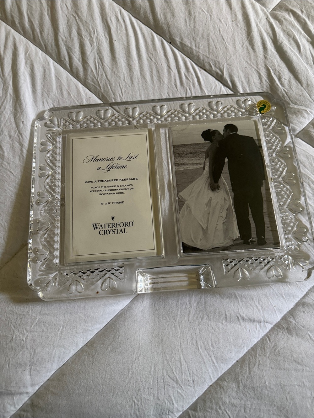 Waterford Crystal Clear Double Frame with Heart Motif